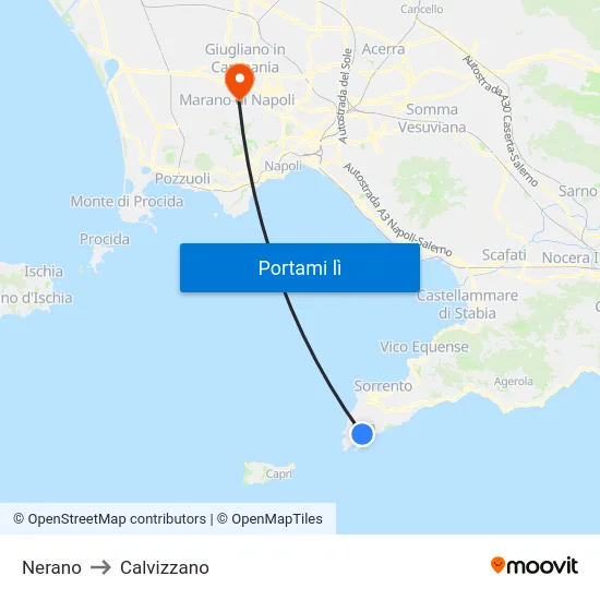 Nerano to Calvizzano map