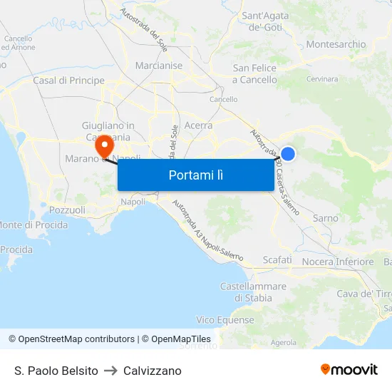 S. Paolo Belsito to Calvizzano map