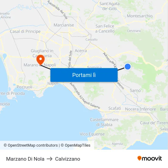Marzano Di Nola to Calvizzano map