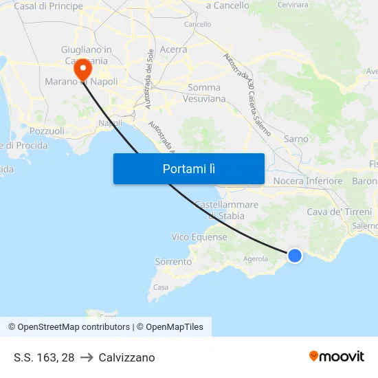 S.S. 163, 28 to Calvizzano map