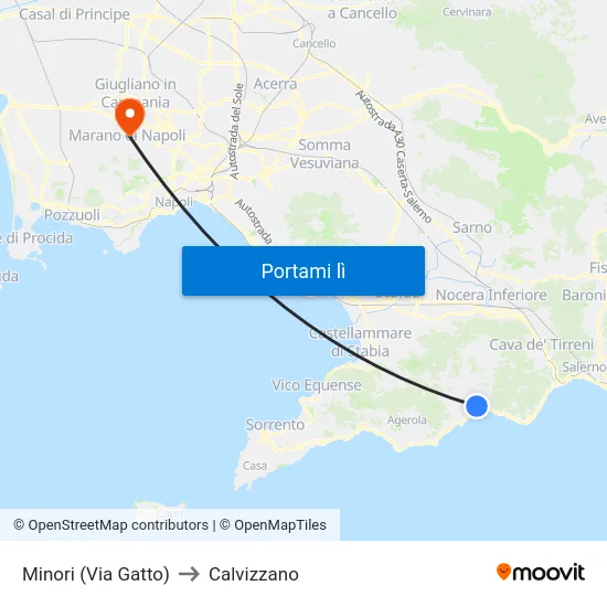 Minori (Via Gatto) to Calvizzano map