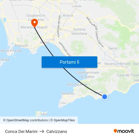 Conca Dei Marini to Calvizzano map