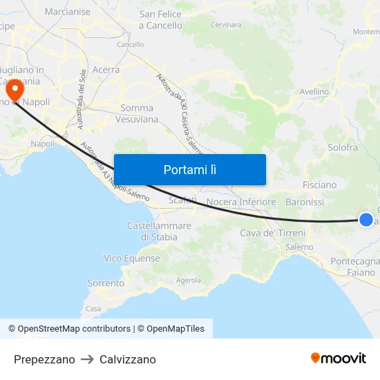 Prepezzano to Calvizzano map