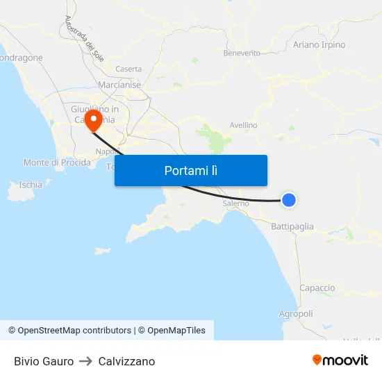 Bivio Gauro to Calvizzano map