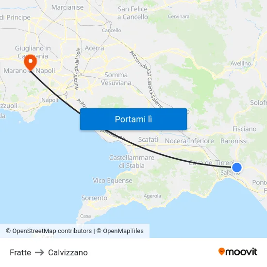 Fratte to Calvizzano map