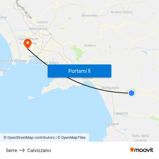 Serre to Calvizzano map