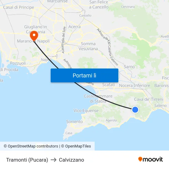 Tramonti (Pucara) to Calvizzano map