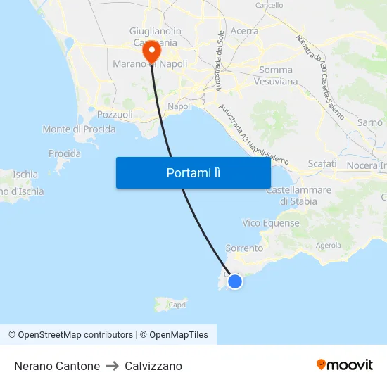 Nerano Cantone to Calvizzano map