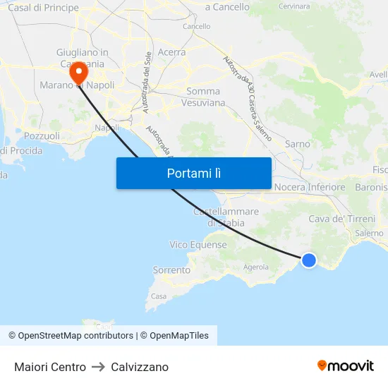 Maiori Centro to Calvizzano map