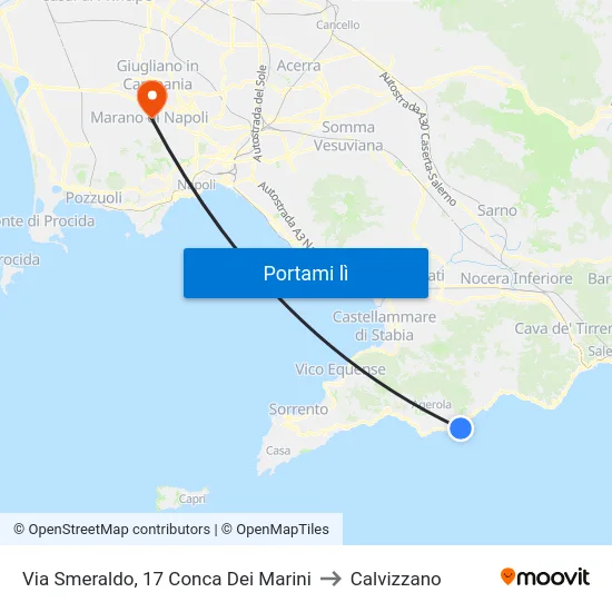 Via Smeraldo, 17 Conca Dei Marini to Calvizzano map