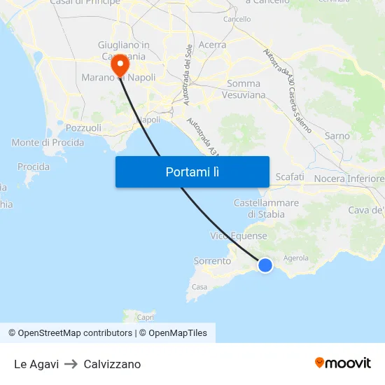 Le Agavi to Calvizzano map