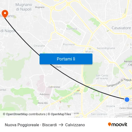 Nuova Poggioreale - Biscardi to Calvizzano map