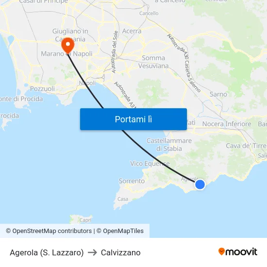 Agerola (S. Lazzaro) to Calvizzano map