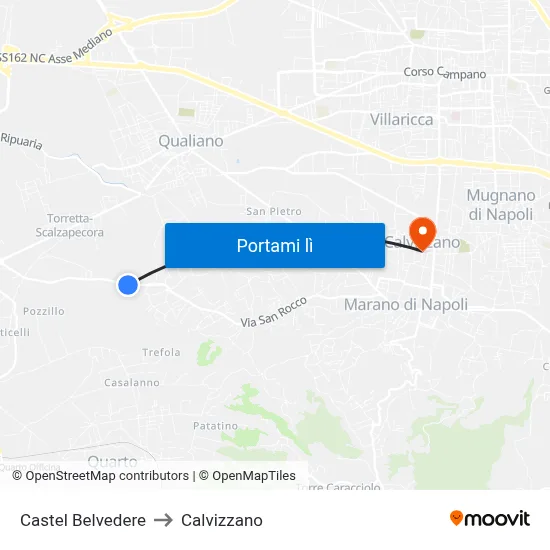 Castel Belvedere to Calvizzano map