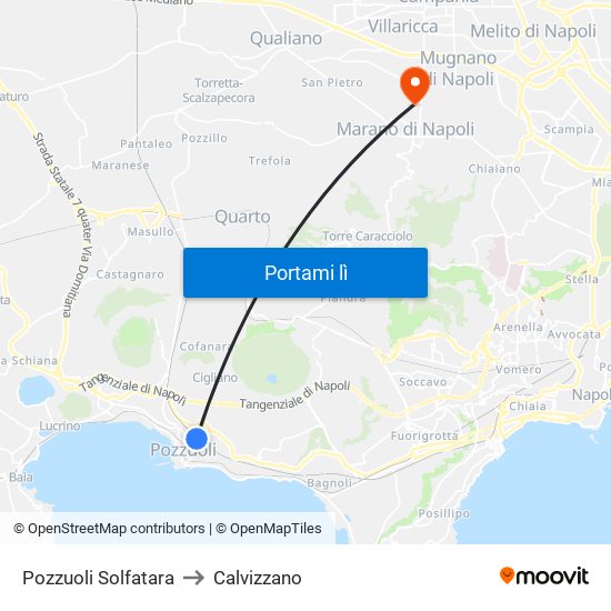 Pozzuoli Solfatara to Calvizzano map