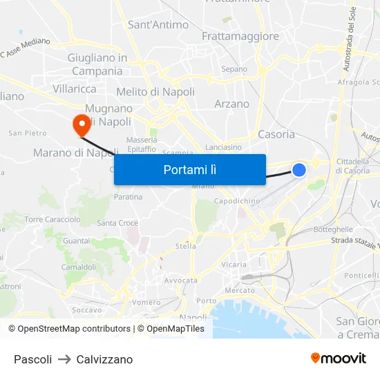 Pascoli to Calvizzano map