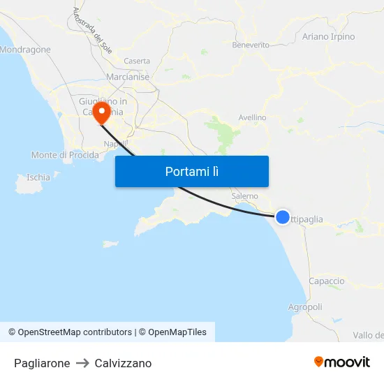 Pagliarone to Calvizzano map