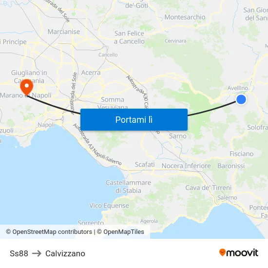 Ss88 to Calvizzano map