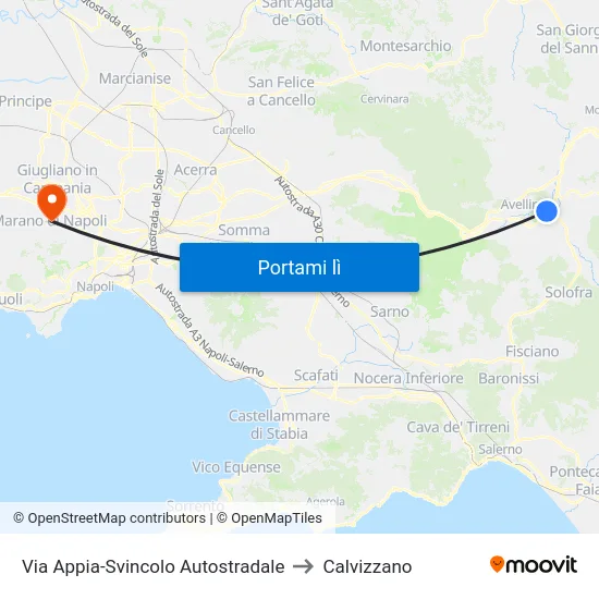 Via Appia-Svincolo Autostradale to Calvizzano map