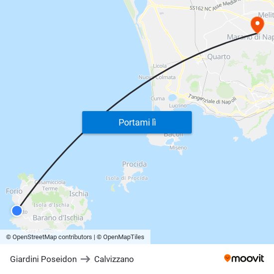 Giardini Poseidon to Calvizzano map