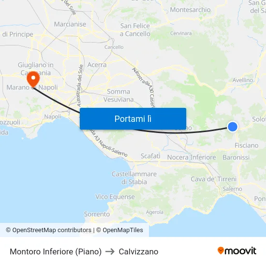 Montoro Inferiore (Piano) to Calvizzano map