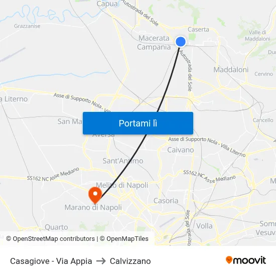 Casagiove - Via Appia to Calvizzano map