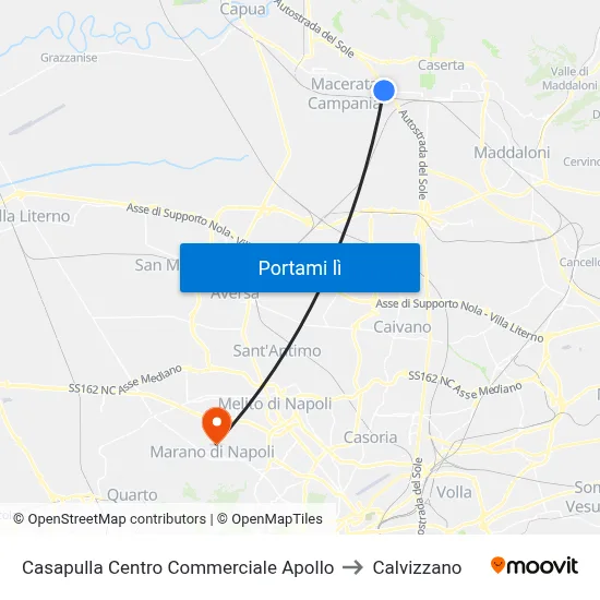 Casapulla Centro Commerciale Apollo to Calvizzano map