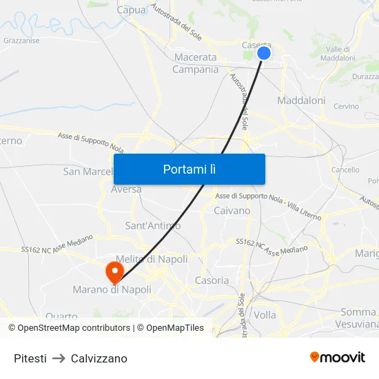 Pitesti to Calvizzano map