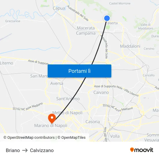 Briano to Calvizzano map