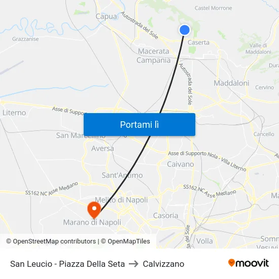 San Leucio - Piazza Della Seta to Calvizzano map