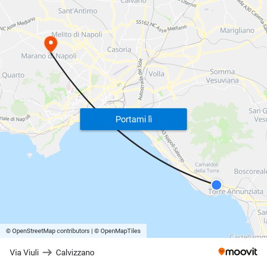 Via Viuli to Calvizzano map