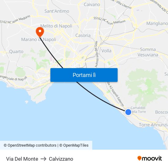 Via Del Monte to Calvizzano map