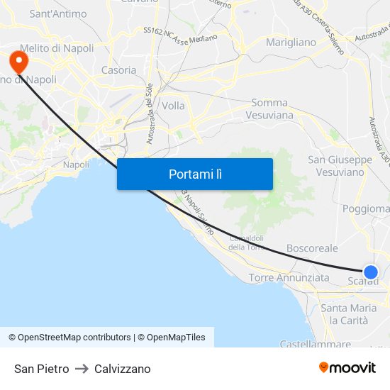 San Pietro to Calvizzano map