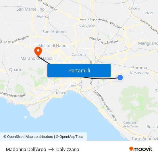 Madonna Dell'Arco to Calvizzano map