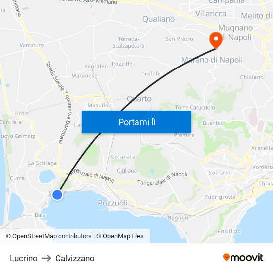 Lucrino to Calvizzano map