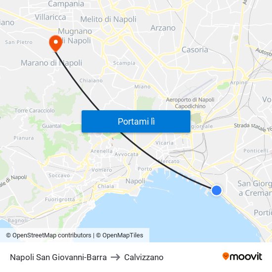 Napoli San Giovanni-Barra to Calvizzano map