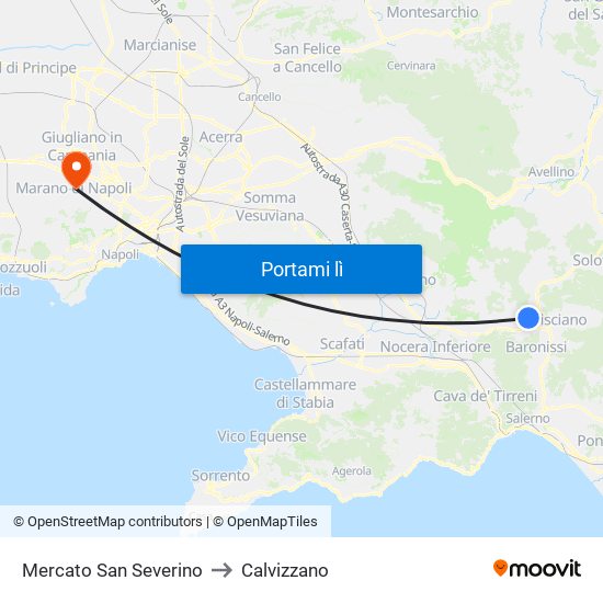 Mercato San Severino to Calvizzano map