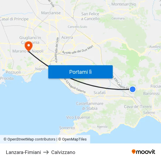 Lanzara-Fimiani to Calvizzano map