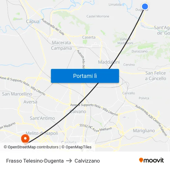 Frasso Telesino-Dugenta to Calvizzano map