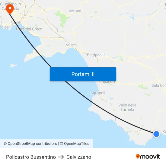 Policastro Bussentino to Calvizzano map
