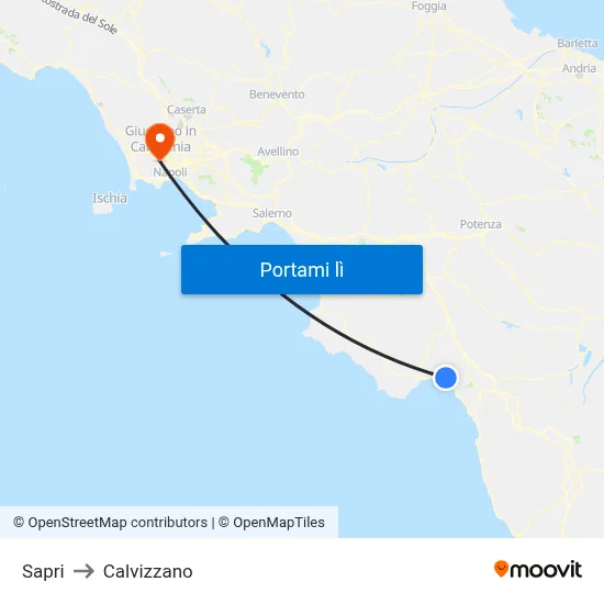 Sapri to Calvizzano map