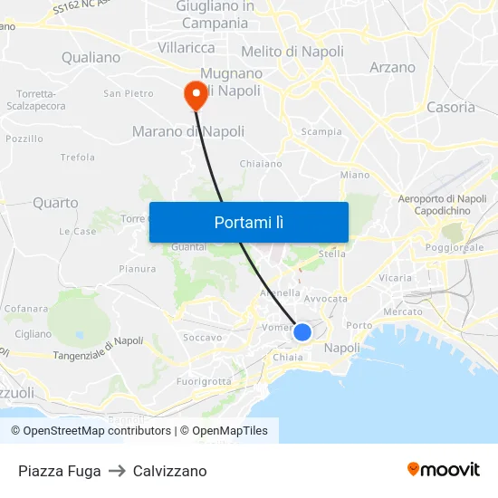 Piazza Fuga to Calvizzano map