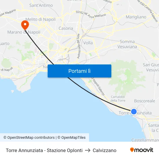 Torre Annunziata - Stazione Oplonti to Calvizzano map
