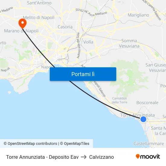 Torre Annunziata - Deposito Eav to Calvizzano map