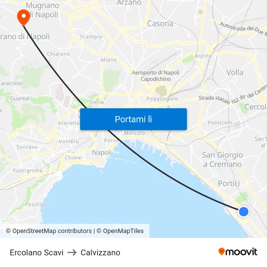 Ercolano Scavi to Calvizzano map