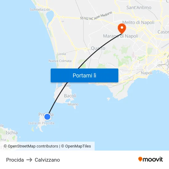 Procida to Calvizzano map