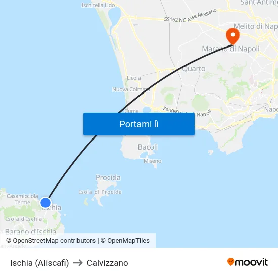 Ischia (Aliscafi) to Calvizzano map