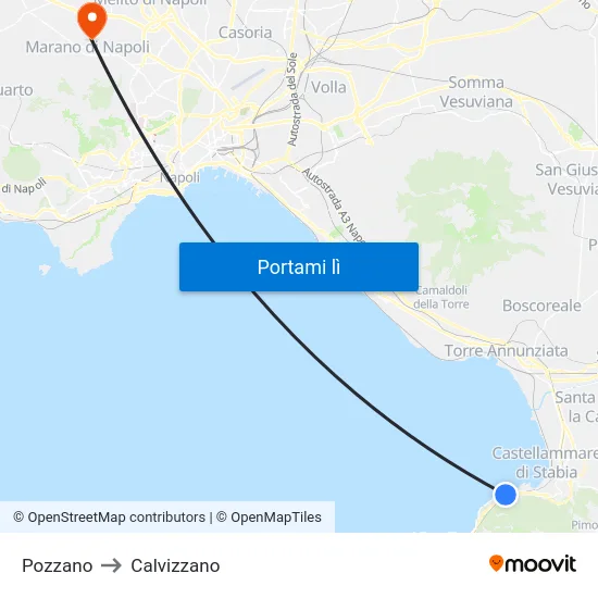 Pozzano to Calvizzano map