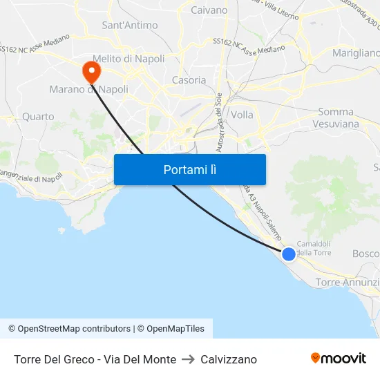 Torre Del Greco - Via Del Monte to Calvizzano map
