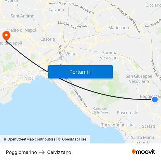 Poggiomarino to Calvizzano map